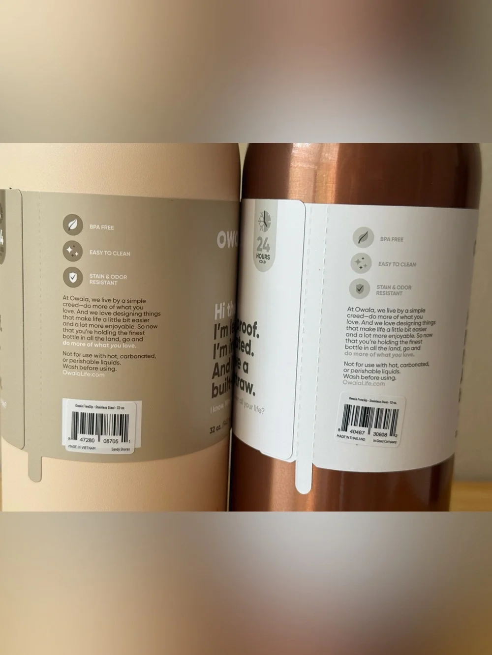 Owala FreeSip 32oz Water Bottle Lot of 2 Sandy Shores Brown New